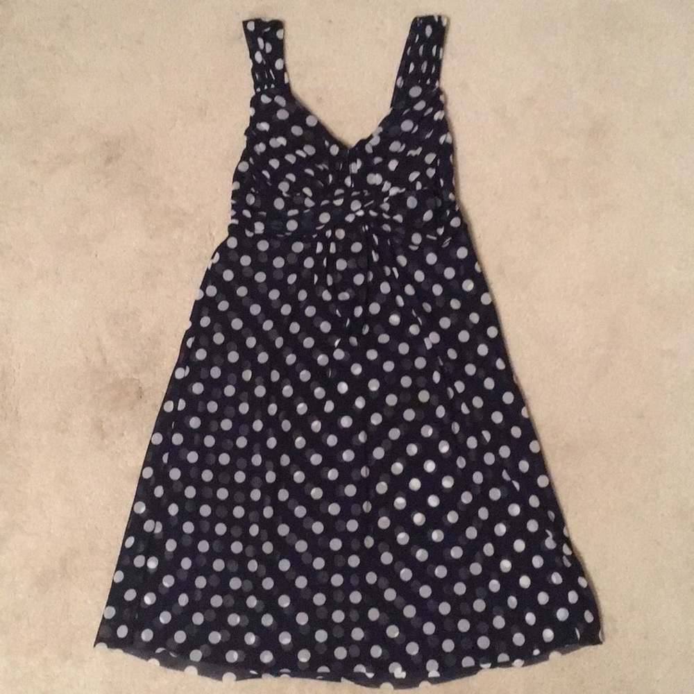 NWOT INC Dress Size P (XS P)- Navy polka dot